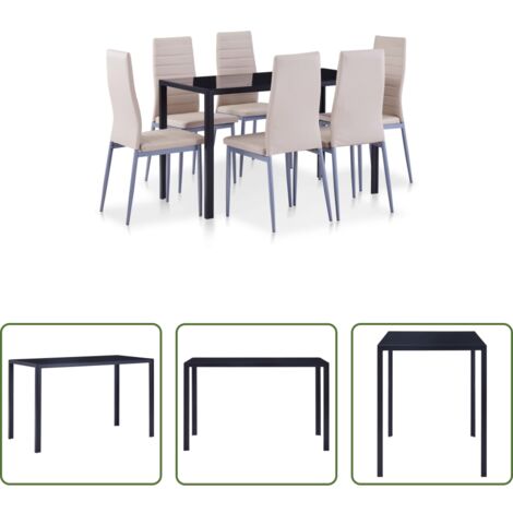 Tavolo in vetro -  Set da Pranzo 7 pz Cappuccino