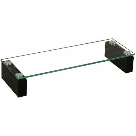 Tavolo in vetro Supporto TV Elevazione dello schermo Mobile TV Lowboard, vetro temperato trasparente, MDF nero, LxA 60 x 10 cm, BHP B153147-4