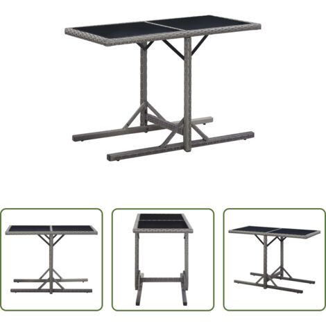Tavolo in vetro -  Tavolo da Giardino Antracite 110x53x72 cm in Vetro e Polyrattan