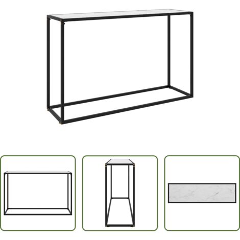 Tavolo in vetro temperato -  Tavolo Consolle Bianco 120x35x75 cm in Vetro Temperato