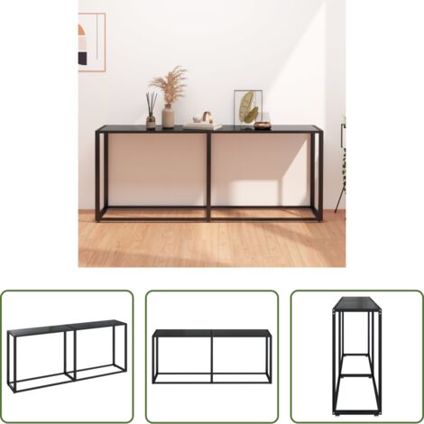 Tavolo in vetro temperato -  Tavolo Consolle Nero 180x35x75,5 cm in Vetro Temperato