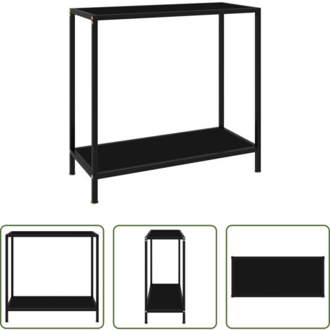 Tavolo in vetro temperato -  Tavolo Consolle Nero 80x35x75 cm in Vetro Temperato