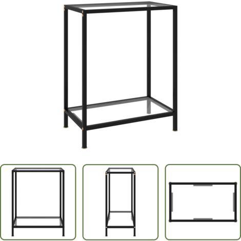 Tavolo in vetro temperato -  Tavolo Consolle Trasparente 60x35x75 cm in Vetro Temperato