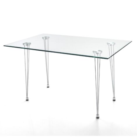 Tavolo in vetro temprato trasparente cm. H.75 x L.130 x P.80