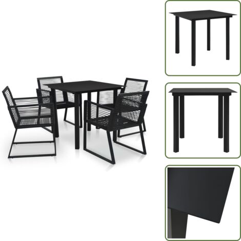 Tavolo in vetro - vidaXL Set da Pranzo da Giardino 5 pz in Rattan PVC Nero - Sedie in rattan