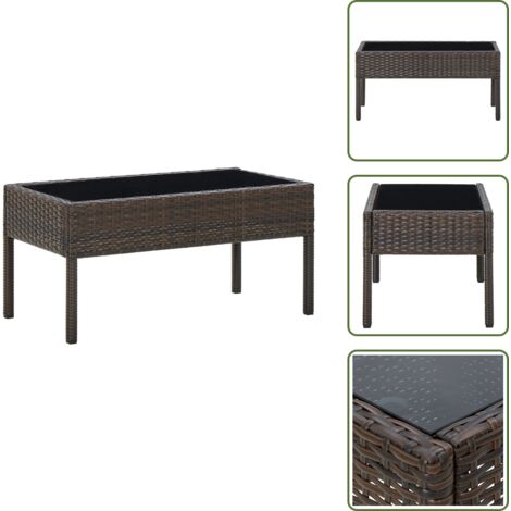 Tavolo in vetro - vidaXL Tavolo da Giardino Marrone 75x40x37 cm in Polyrattan - Tavolo esterno
