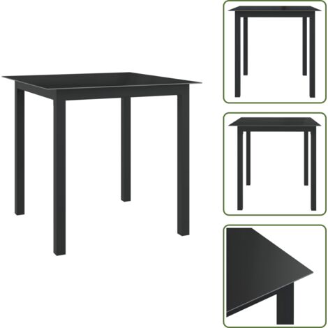 Tavolo in vetro - vidaXL Tavolo da Giardino Nero 80x80x74 cm in Alluminio e Vetro - Tavolo nero