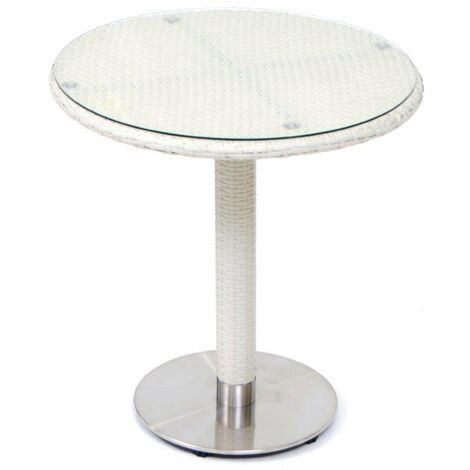 Tavolo in wicker con piano rotondo misura 70 cm colore bianco mod. Minorca