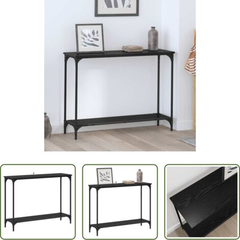 Tavolo industriale -  Tavolo consolle con lo scaffale Rovere nero 101 x 30.5 x 75 cm