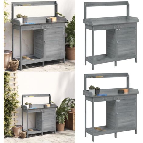 Tavolo Invaso con Mobile Grigio 110,5x45x124,5cm Massello Abete - Tavolo in legno - Tavolo da giardino