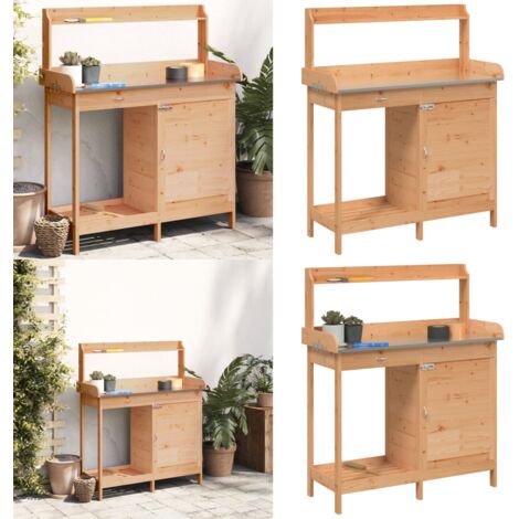 Tavolo Invaso Mobile Marrone 110,5x45x124,5cm Massello Abete - Tavolo in legno - Tavolo da giardino