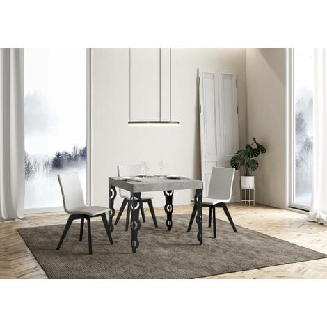 Tavolo Tecno Allungabile piano Noce 90x90 Allungato 246 telaio Antracite