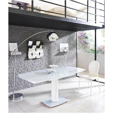 Tavolo Kyoto Allungabile in Vetro Temperato Bianco fino a 180cm