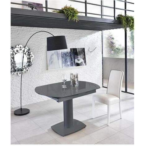 Tavolo Kyoto Allungabile in Vetro Temperato Grigio fino a 180cm