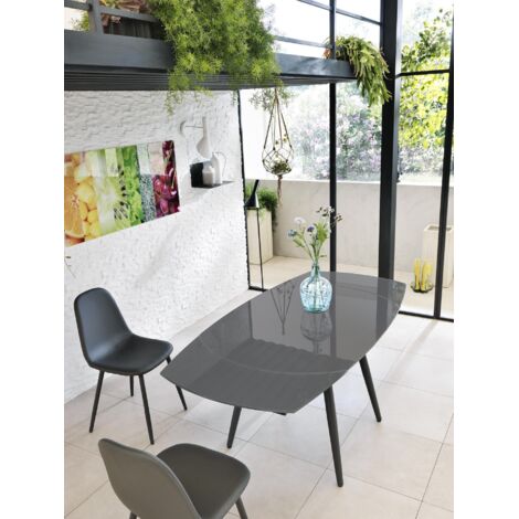 Tavolo Kyoto Four Allungabile in Vetro Temperato Grigio fino a 180cm