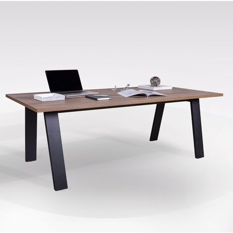TAVOLO MOD. DA VINCI FISSO CM 240X90 NERO E NOCE BRERA