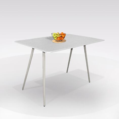 TAVOLO MOD. DUDU FISSO CM 120X70 ALLUMINIO E BIANCO FRASSINATO