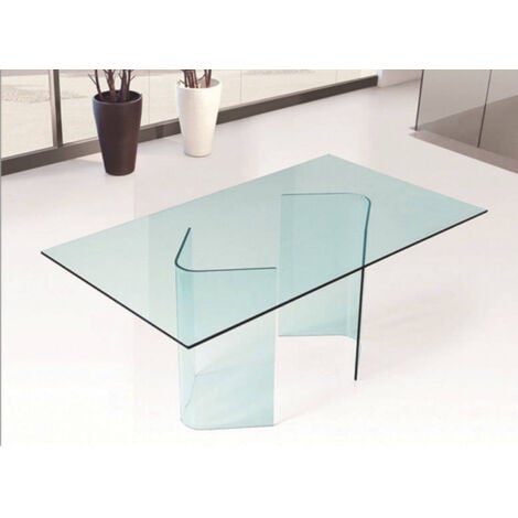 BISSOLO CASA TAVOLO MOD. GLEN FISSO CM 180X90 IN VETRO TRASPARENTE