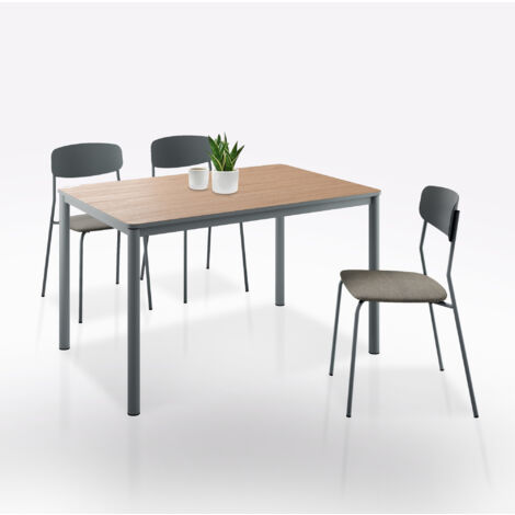 TAVOLO MOD. LUX ALL. CM 110X70 PIOMBO E NOCE STELVIO