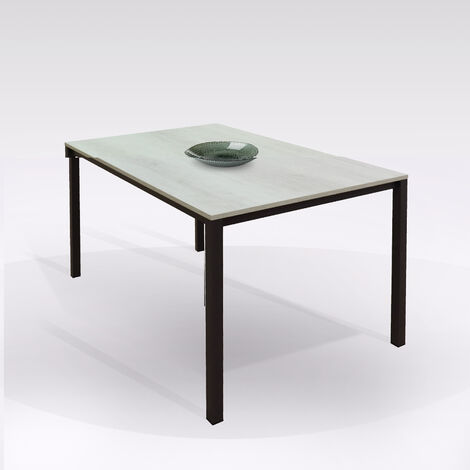 TAVOLO MOD. PLUTONE ALLUNGABILE CM 130X85 GRIGIO PIOMBO E QUERCIA BIANCA