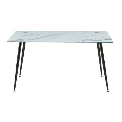 Tavolo Moderno Rettangolare in Marmo e Vetro Mirror cm. 120x80x75H