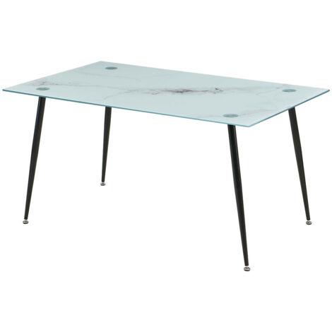 Tavolo Moderno Rettangolare in Marmo e Vetro Mirror cm. 150x90x75H