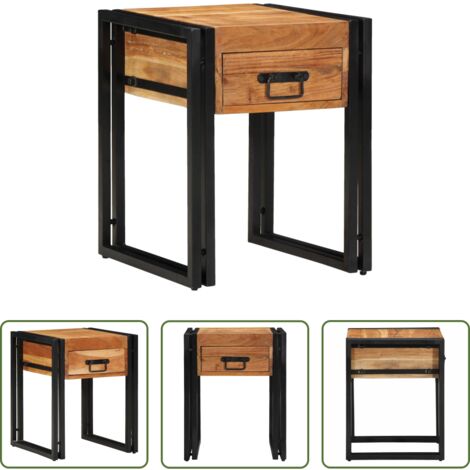 Tavolo moderno -  Tavolino con cassetto 40 x 40 x 50 cm Legno di Acacia Massello