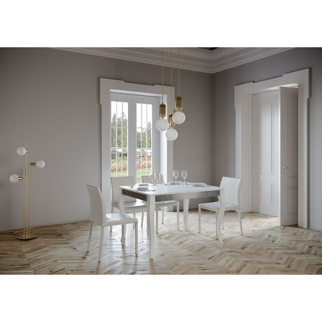 Tavolo CAPRI bianco in vetro allungabile 140x90 cm - 240x90 cm