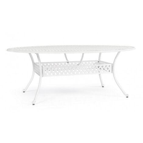 Tavolo ovale "Ivrea" in alluminio da esterno per giardino e veranda 200 x 152 cm -Bianco