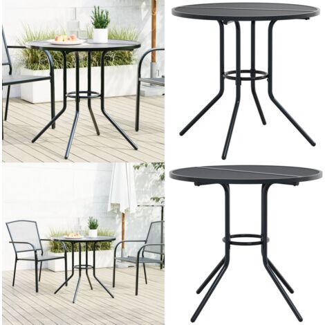 Tavolo Patio Rotondo Antracite Ø80x72,5 cm Acciaio Verniciato - Tavolo da patio - Tavolo in acciaio