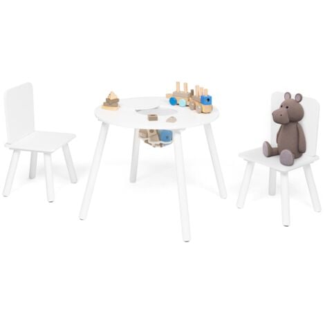 IDMARKET Tavolo per bambini CANDICE + 2 sedie con contenitore in legno bianco