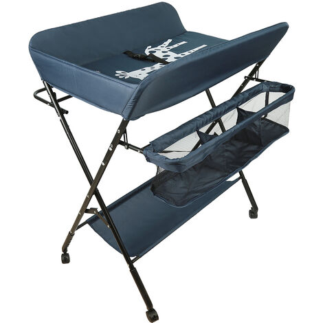 Tavolo per Pannolini Pieghevole,BABY born Fasciatoio,Haloyo®,4 Ruote,80 x 66 x 98cm,blu navy