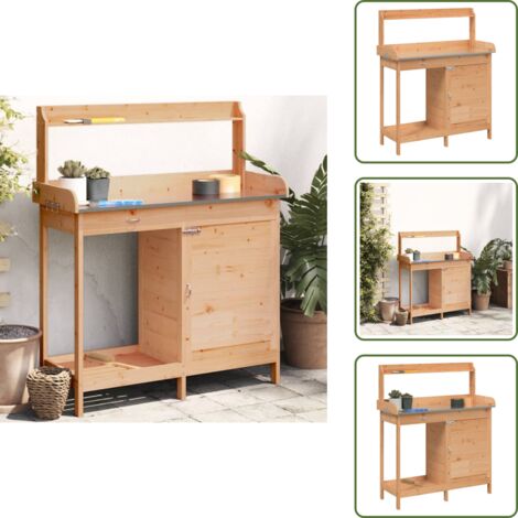 Tavolo per piante - vidaXL Tavolo Invaso Mobile Marrone 110,5x45x124,5cm Massello Abete - Tavolo in abete