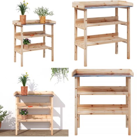 Tavolo Piante con Ripiani 78x38x,82,5cm Legno Massello Abete - Tavolo da giardino - Tavolo in legno