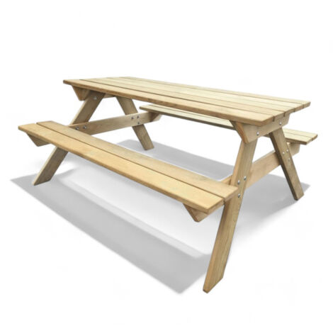 Tavolo picnic in legno di pino impregnato con panche 180x150xH70 cm resistente per esterno