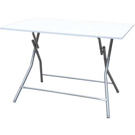 Tavolo Pieghevole 70 x 100 cm Bianco in Metallo e MDF