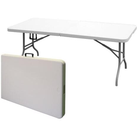 Tavolo pieghevole a valigetta 122x61xH74 cm Camping bianco