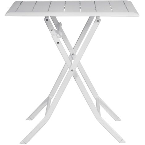 Tavolo Pieghevole da Giardino 60x60x72 cm Lucca in Alluminio Bianco