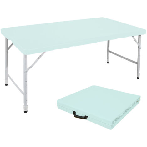 Tavolo pieghevole portatile e resistente da 125 cm con maniglia, altezza regolabile, multifunzionale, ideale per campeggio, picnic e feste, sia all'interno che all'esterno, portata massima 135 kg (blu
