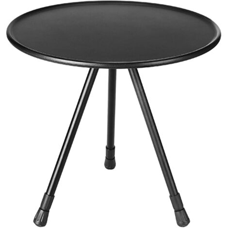 Tavolo pieghevole rotondo nero ultraleggero in lega di alluminio, pieghevole, ideale per campeggio, picnic e viaggi all'aperto.