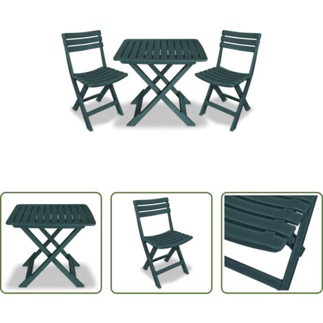 Tavolo pieghevole - Set da Bistrot 3 pz Pieghevole in Plastica Verde