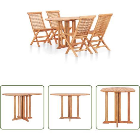 Tavolo pieghevole -  Set da Pranzo da Esterno Pieghevole 5 pz Legno Massello di Teak