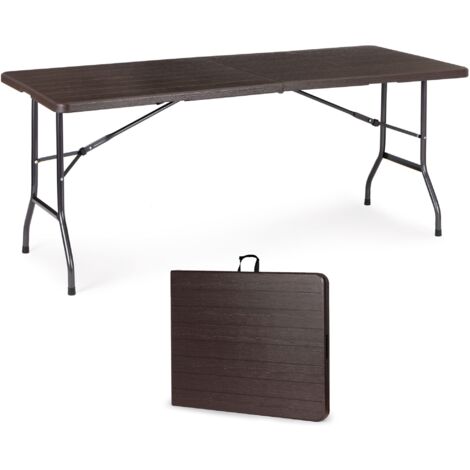 Tavolo pieghevole - tavolo da campeggio - 179x74 cm - motivo in legno