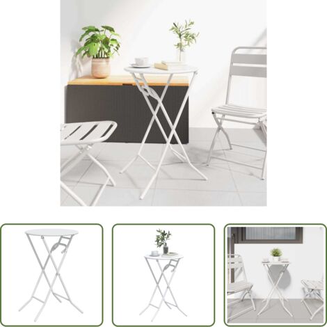 Tavolo pieghevole -  Tavolo da Giardino Bianco 50 x 50 x 72 cm Metallo