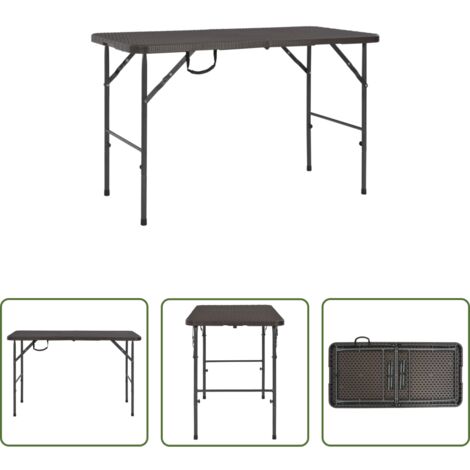 Tavolo pieghevole - Tavolo da Giardino Marrone Pieghevole 120x60x74 cm HDPE Rattan