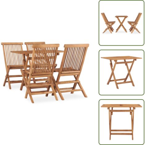 Tavolo pieghevole - vidaXL Set da Pranzo da Giardino 5 pz Pieghevole in Massello di Teak - Sedie pieghevoli