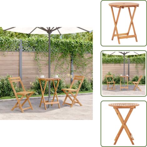 Tavolo pieghevole - vidaXL Tavolo da Giardino Pieghevole 60x75 cm in Massello d'Acacia - Tavolo in acacia
