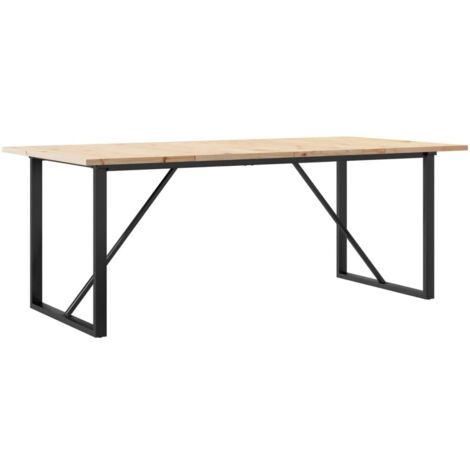 Tavolo Pranzo Telaio a O 200x100x75,5 cm Legno Pino e Acciaio vidaXL