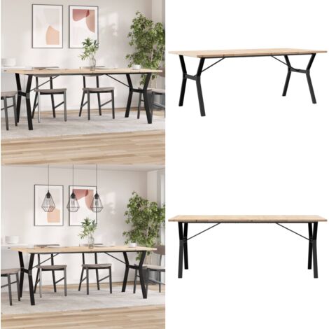Tavolo Pranzo Telaio a Y 200x100x75,5 cm Legno Pino e Acciaio - Tavolo in legno - Tavolo in pino