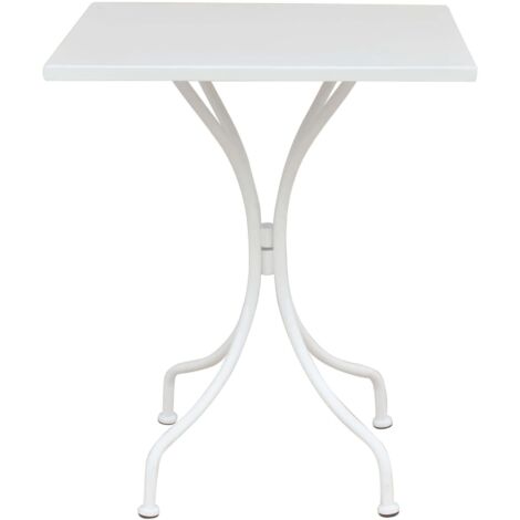 Tavolo quadrato 60x60 cm da esterno giardino con struttura e piano in acciaio Britain -  White
